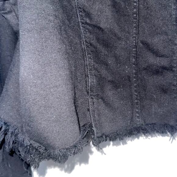 Ms. Cello Womens Black Denim Jacket With Frayed Hem 3X Casual & Stylish - Picture 6 of 11